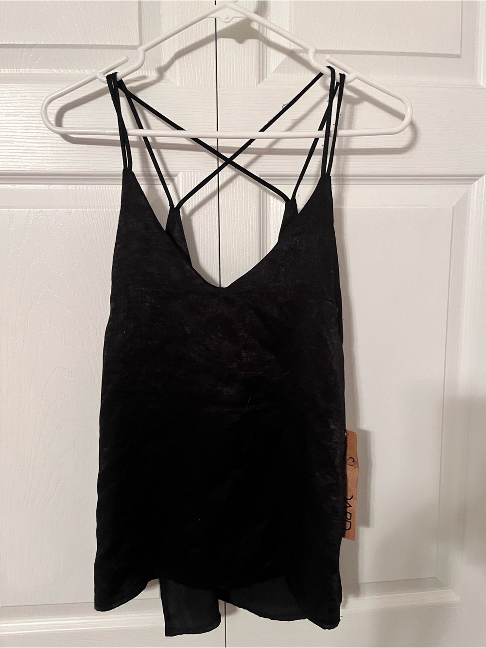 NWT Black Strappy V‑Neck Tank Top with Crisscross Back